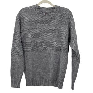 Best Made Co Men’s Merino Wool Fisherman Crewneck Sweater Size SMALL Grey B2190